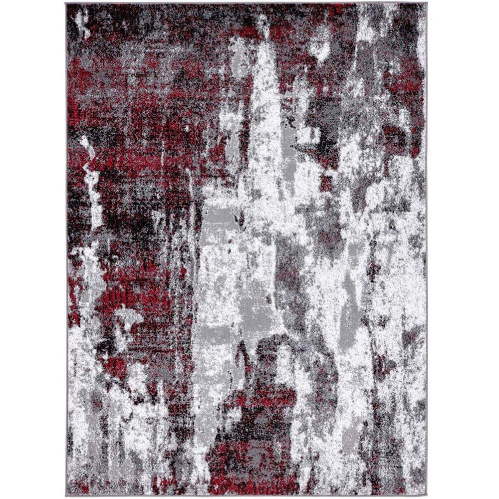 Red 5 ft. x 7 ft. Abstract Indoor/Outdoor Polypropylene Area Rug