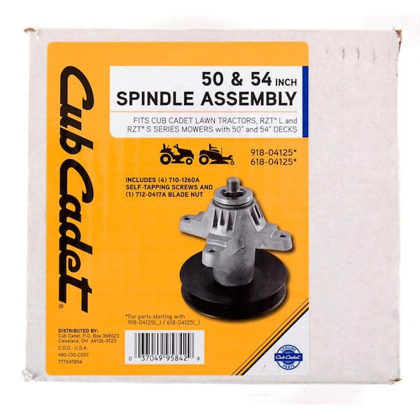 Cub Cadet Original Equipment Spindle Assembly for Select 50 in. and 54 in. Lawn Tractors and RZT's, OE# 918-04125 and 618-04125