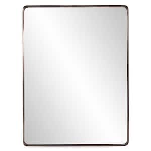 Medium Rectangle Brushed Brass Stainless Steel Hooks Contemporary Mirror (40 in. H x 30 in. W)