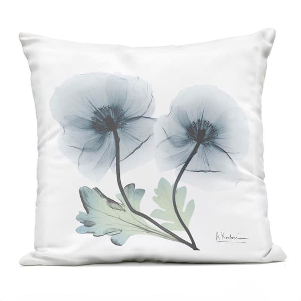 Sapphire Flower Duo Blue Square Outdoor Throw Pillow