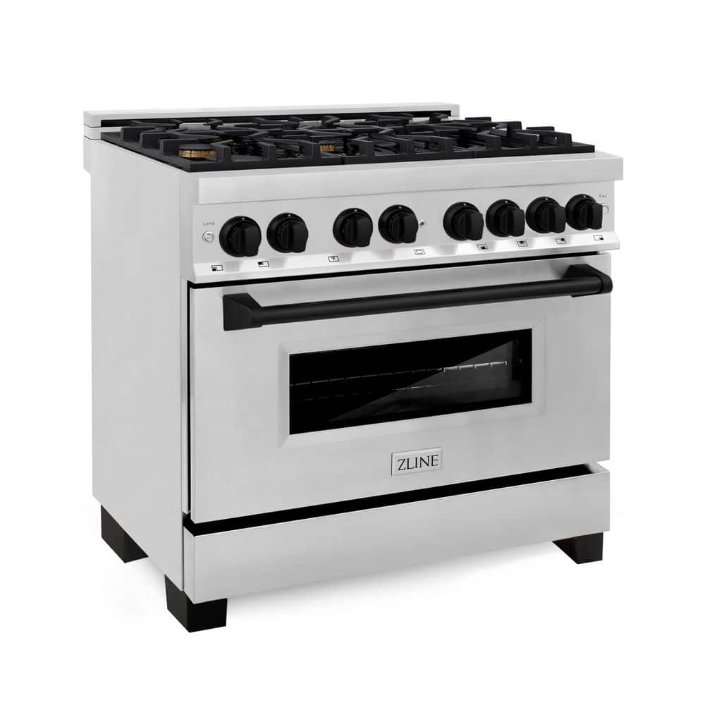  ZLINE 36 4.6 cu. ft. Dual Fuel Range with Gas Stove and  Electric Oven with Color Door Options (RA36) (White Matte) : Appliances
