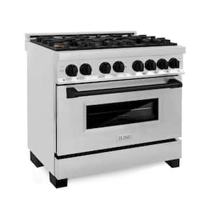 Autograph Edition 36 in. 6 Burner Dual Fuel Range in Stainless Steel and Matte Black