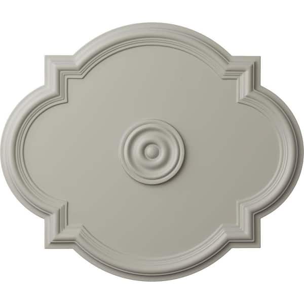 Ekena Millwork 1-1/8 in. x 24 in. x 20-1/2 in. Polyurethane Waltz Ceiling Medallion, Pot of Cream