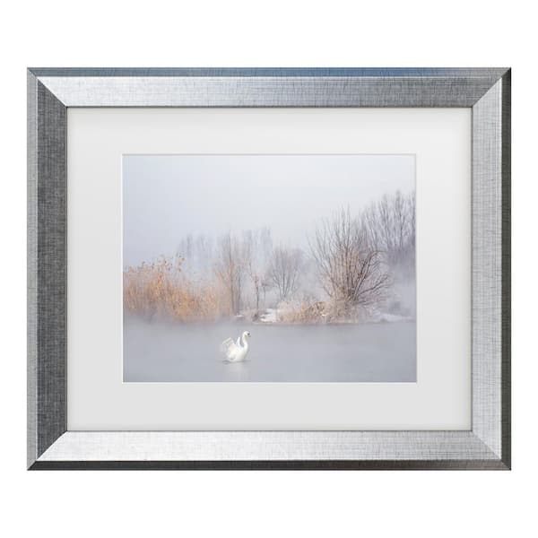 Trademark Fine Art Uu The Winter Swan Matted Framed Photography Wall Art 19.5 in. x 23.5 in.