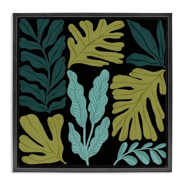 Stupell Industries Leaf Sprigs Collage by Cheryl Warrick Black Floater Frame Nature Graphic Art Print 25 in. x 25 in.