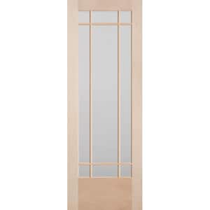 30 in. x 84 in. Prairie Maple Veneer 9-Lite Solid Wood Interior Barn Door Slab