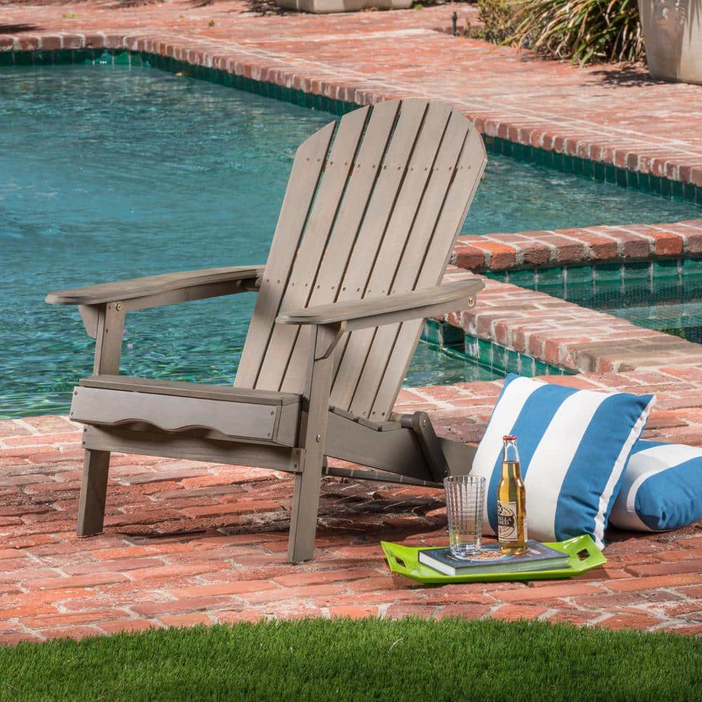 Obadiah gray Folding Wood Outdoor Patio Adirondack Chair