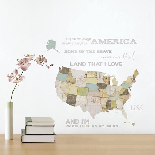 Norwall Multi-Colored US Map Peel and Stick Wall Decals (2-Sheets)