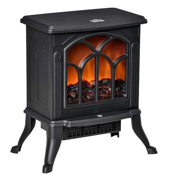 14.75 (in.) Freestanding Electric Fireplace Stove, Adjustable Temperature and Overheat Protection in Black