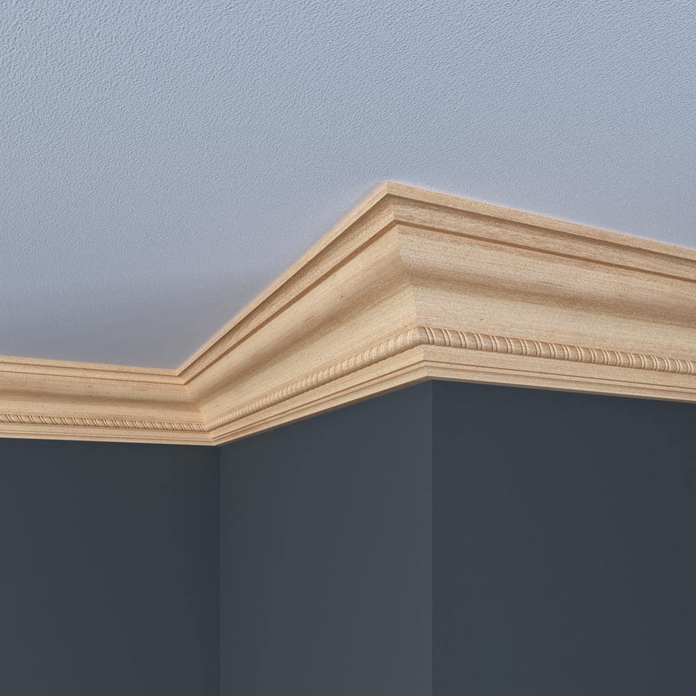 4-ft Unfinished White Hardwood Rope Crown Moulding