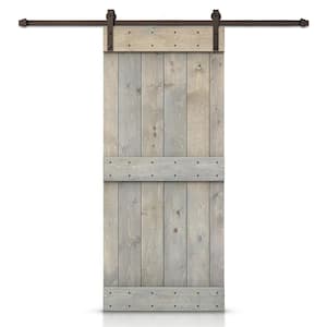 Mid-Bar 46 in. x 84 in. Smoke Gray Stained DIY Wood Interior Sliding Barn Door with Hardware Kit
