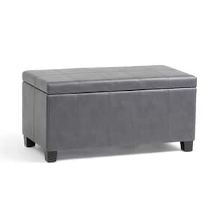 Dover 36 in. Contemporary Storage Ottoman in Stone Grey Faux Leather
