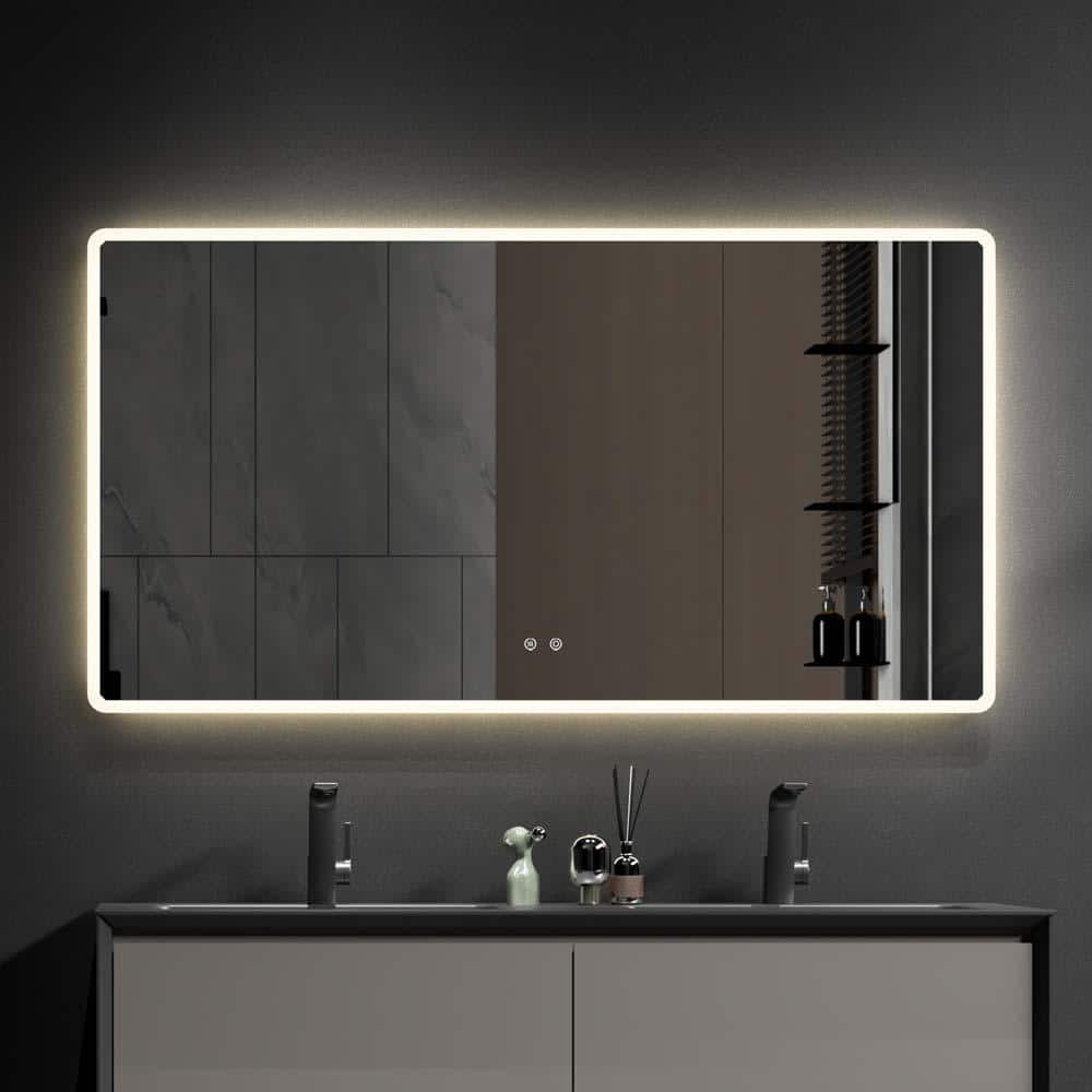 48 in. W x 32 in. H Rectangular Frameless Wall Mounted Bathroom Vanity Mirr