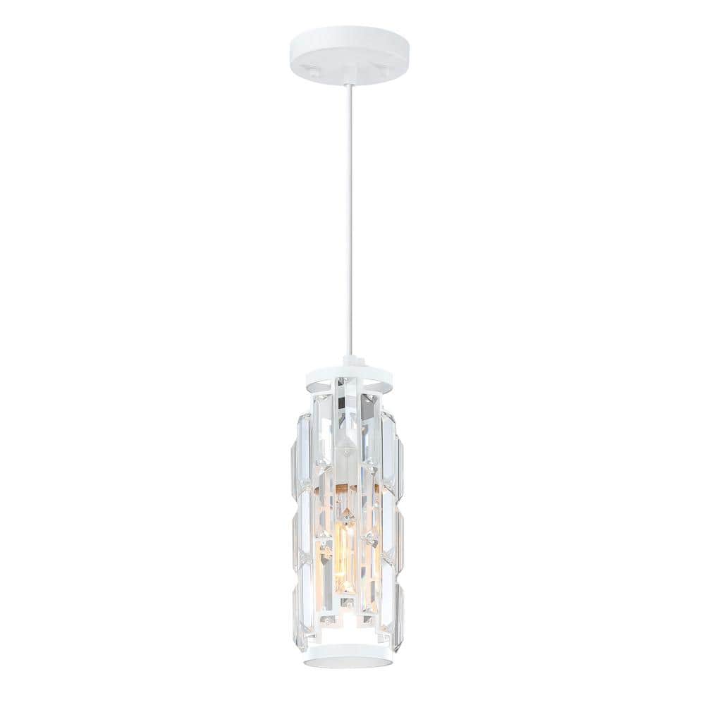 60-Watt 1 Light White Pendant Light with Crystal Shade, No Bulbs Included price history on PriceWatchPro