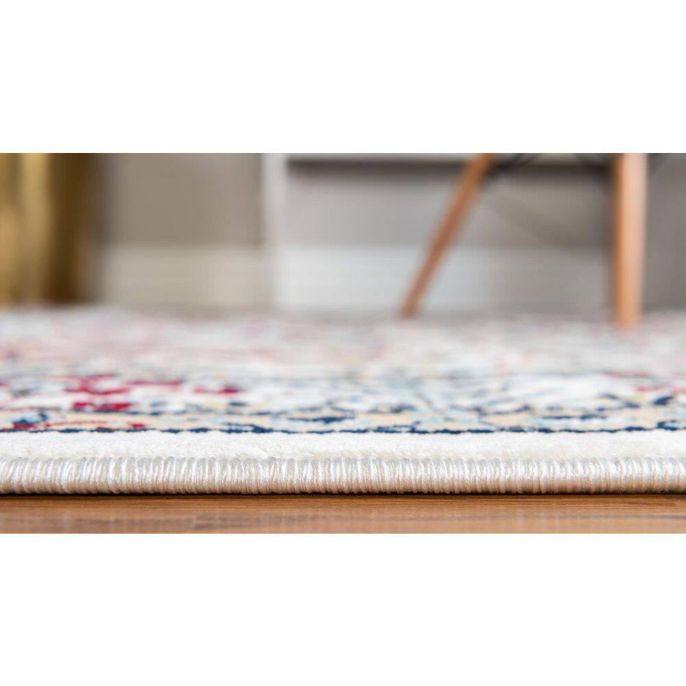 Ivory Floral Synthetic 8' x 10' Rectangular Area Rug