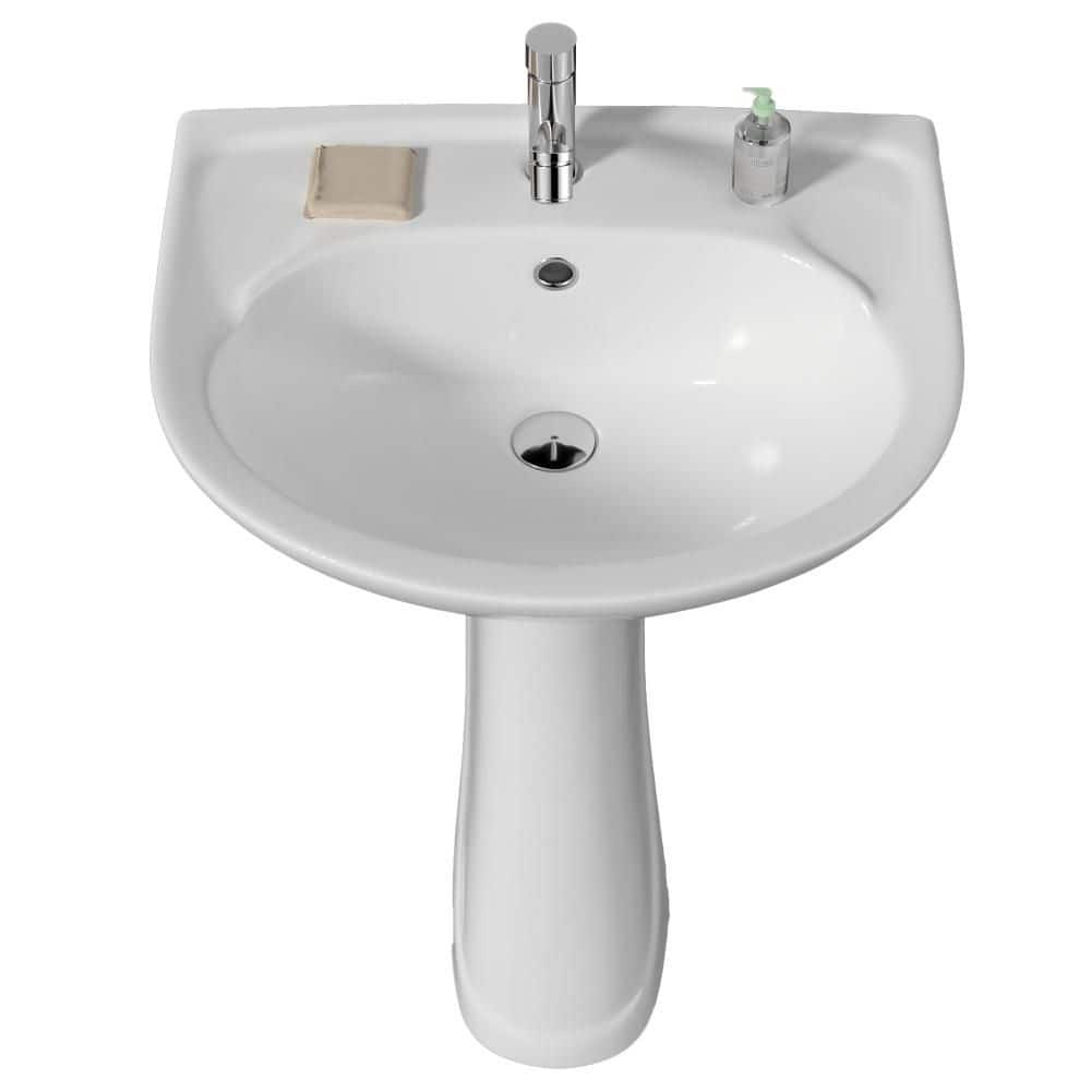 21 in. W x 18.5 in. D Novelty Pedestal Sink Pedestal Bathroom Sink Combo White Vitreous China With Single Faucet Hole price history on PriceWatchPro