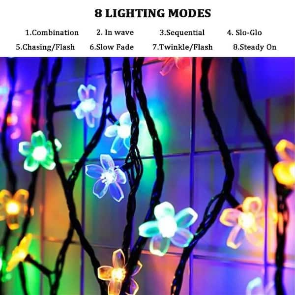 Multi-Colored Plastic Solar Outdoor String Flower Lights