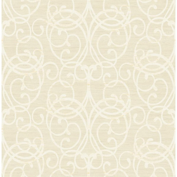 Seabrook Designs Silverton Scroll Beige & Off-White Paper Strippable Roll (Covers 56.05 sq. ft.)