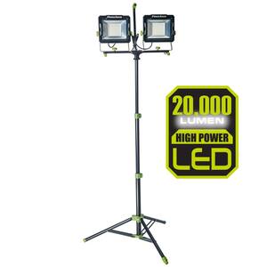PowerSmith PWL2140TS Dual-Head 40W 4000 Lumen LED Work Light with Metal Lamp Housing and Telescoping Tripod 9 Ft Power Cord