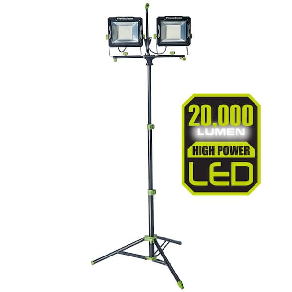 LED Work Light Dual Head Metal Tripod Heavy Duty Telescoping Home 15,000 Lumens 