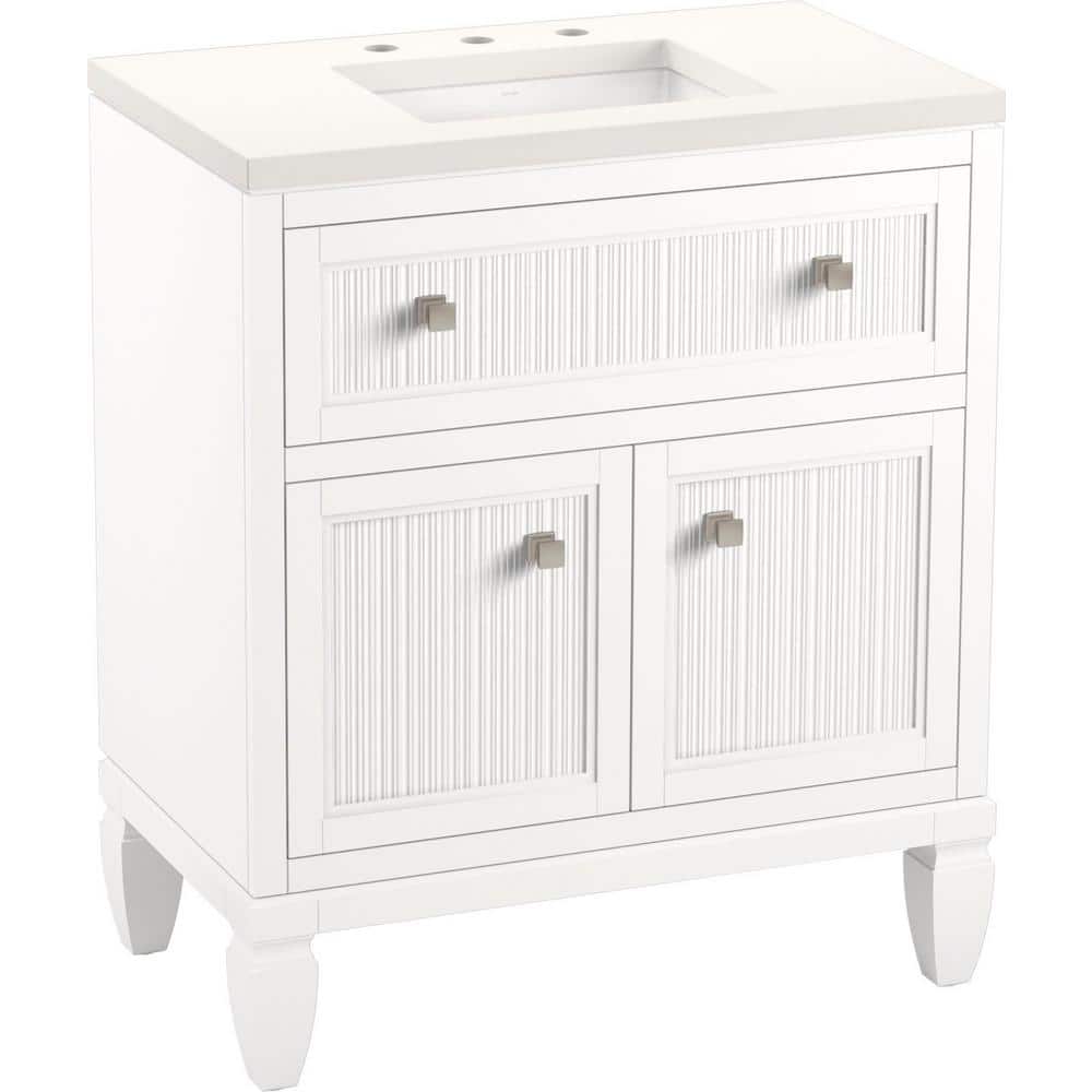 Hearthaven 30'' White MDF Bathroom Vanity with Quartz Top