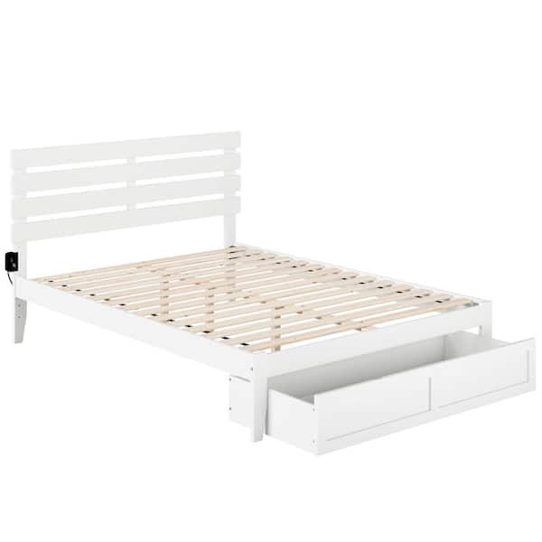 AFI Oxford White Queen Bed with Foot Drawer and USB Turbo Charger