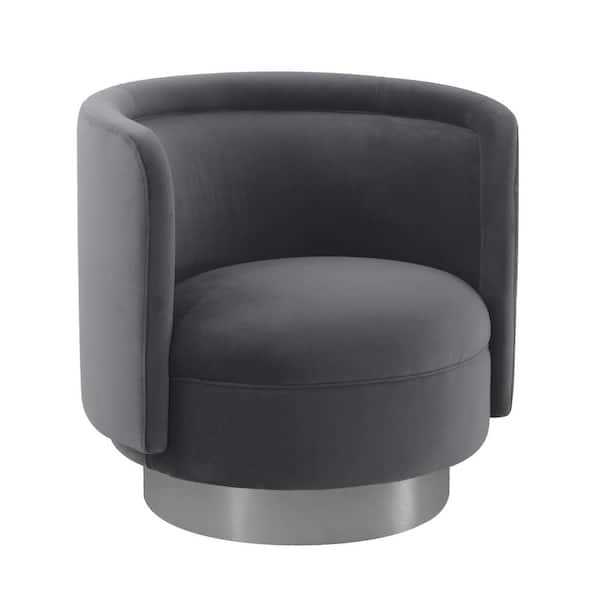 Armen Living Peony Gray Fabric Upholstered Swivel Accent Arm Chair