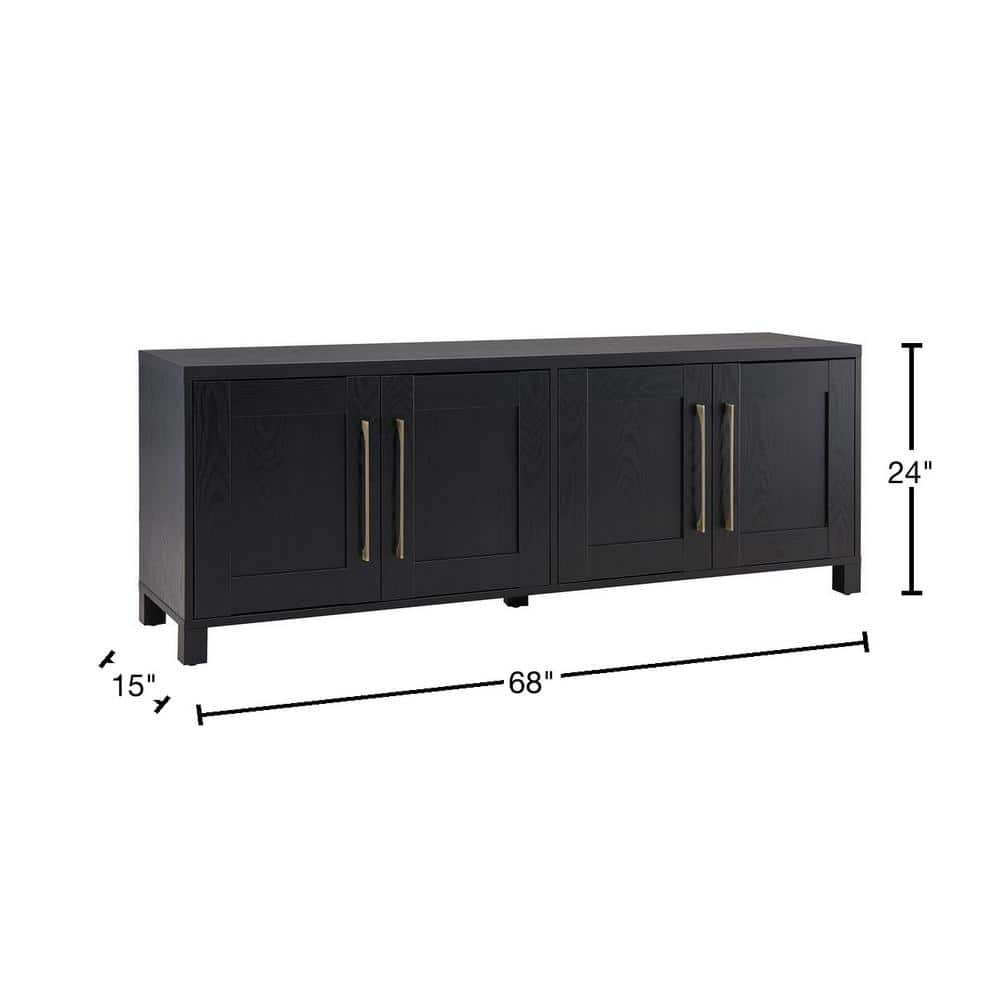 Transitional Black Grain 68'' TV Stand with Brass Hardware
