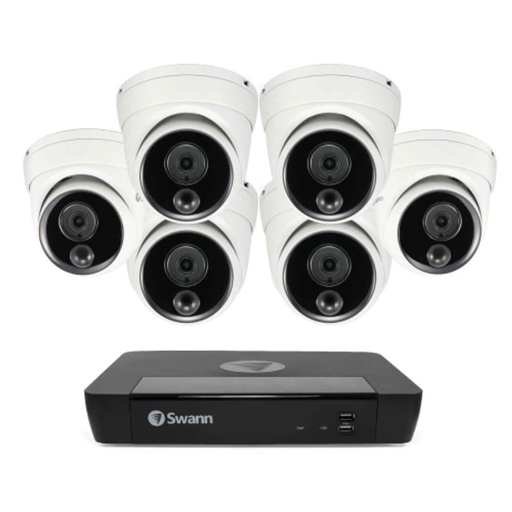 Master 4K, 8-Channel, 6 Dome-Camera, Indoor/Outdoor PoE Wired 4K UHD 2TB HDD NVR Security Surveillance System -  Swann, SONVK876806DUS