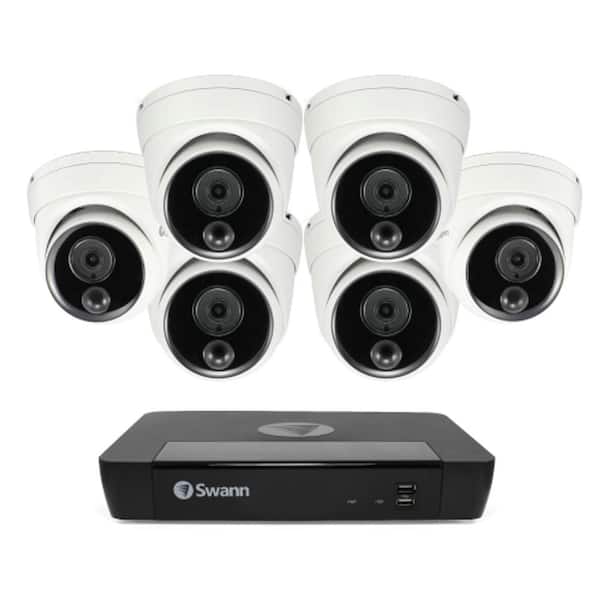 Swann Master 4K, 8-Channel, 6 Dome-Camera, Indoor/Outdoor PoE Wired 4K UHD 2TB HDD NVR Security Surveillance System