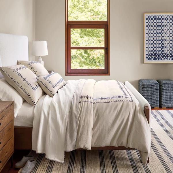 Cielo Stripe Handwoven Cotton Navy 10 ft. x 14 ft. Indoor Area Rug