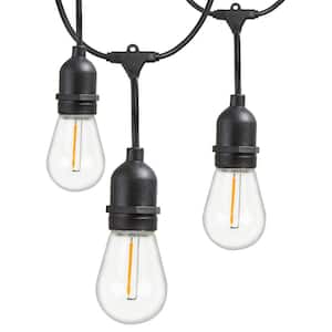 Outdoor 48 ft. Plug-in S14 Edison Bulb String Light with 16 E26 LED Filament Light Bulbs, Weatherproof, 1-Watt, 2700K