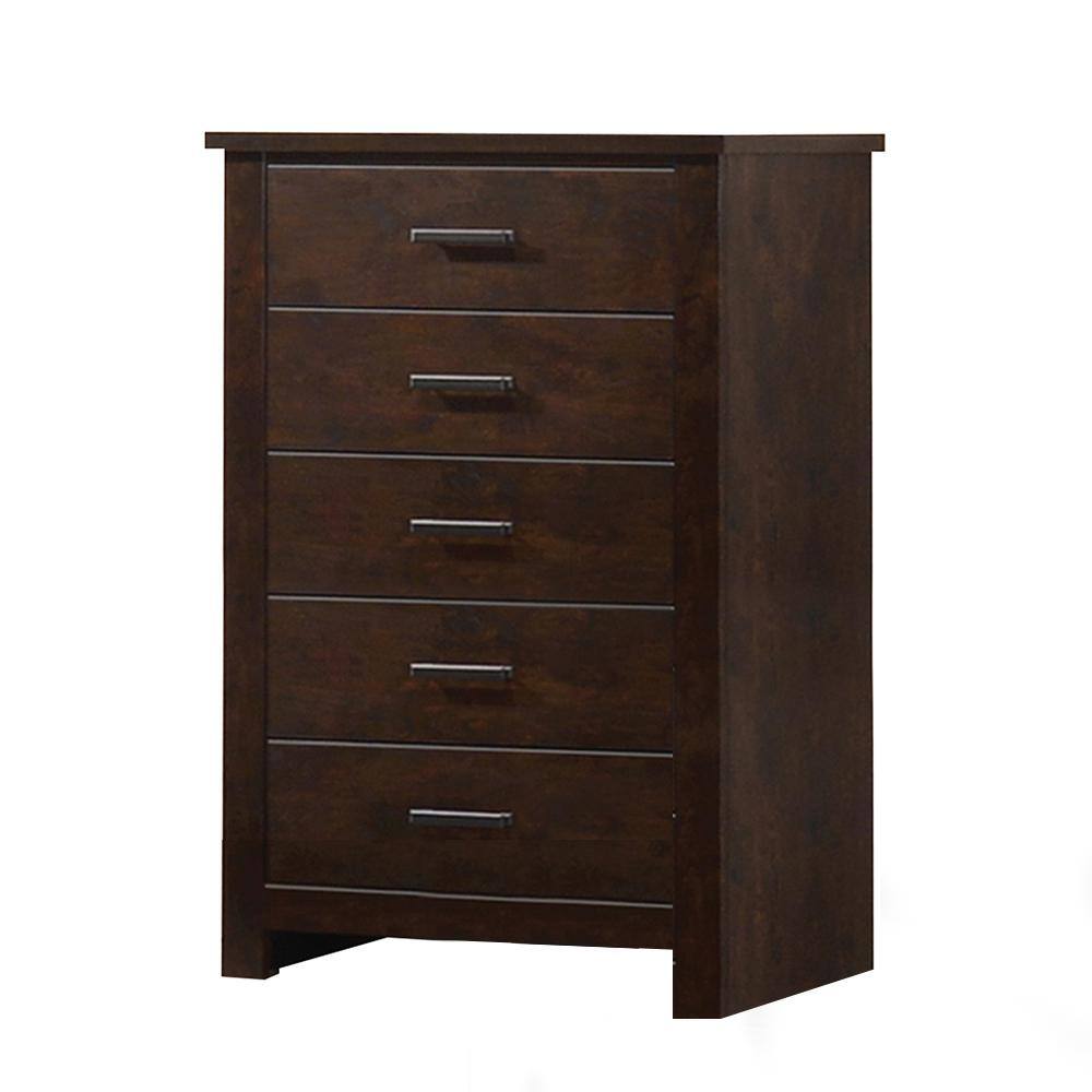 Panang Mahogany 5-Drawer Vertical Chest with Felt-Lined Drawer