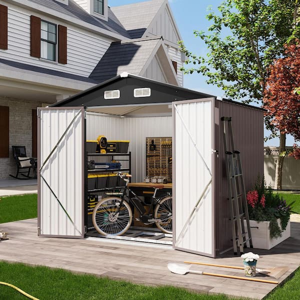 Sizzim 12 ft. W x 10 ft. D Outdoor Metal Storage Shed with 4