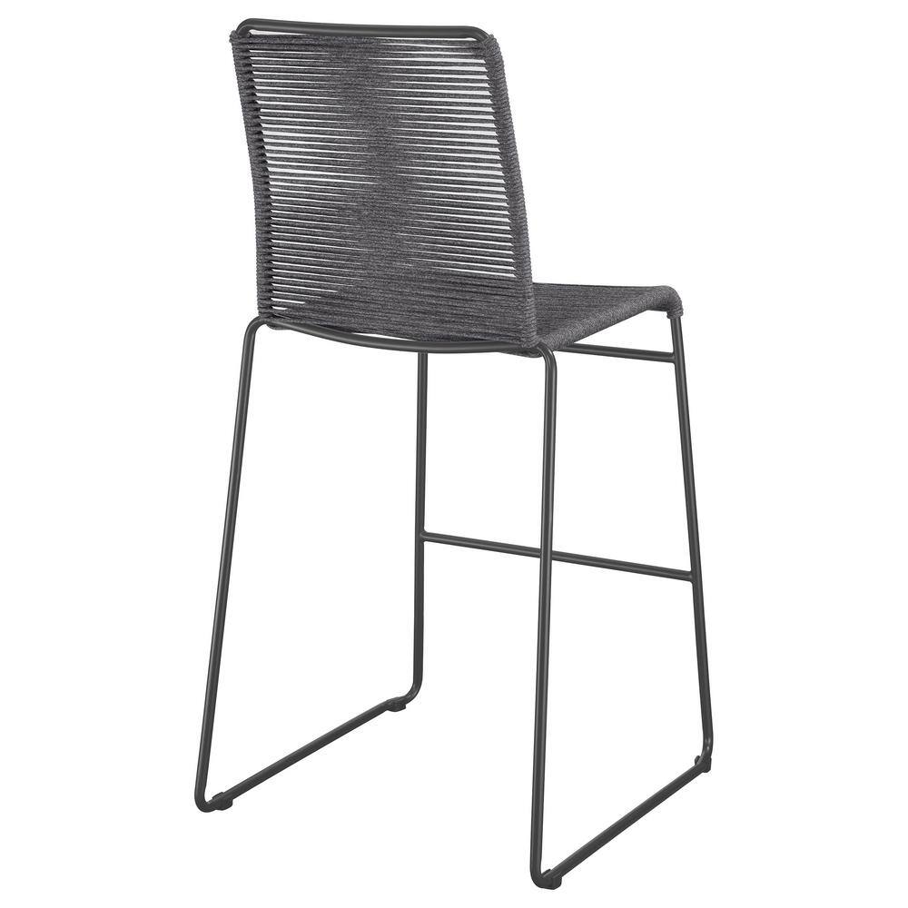 Charcoal and Gunmetal Rope Woven Metal Bar Stools, Set of 2