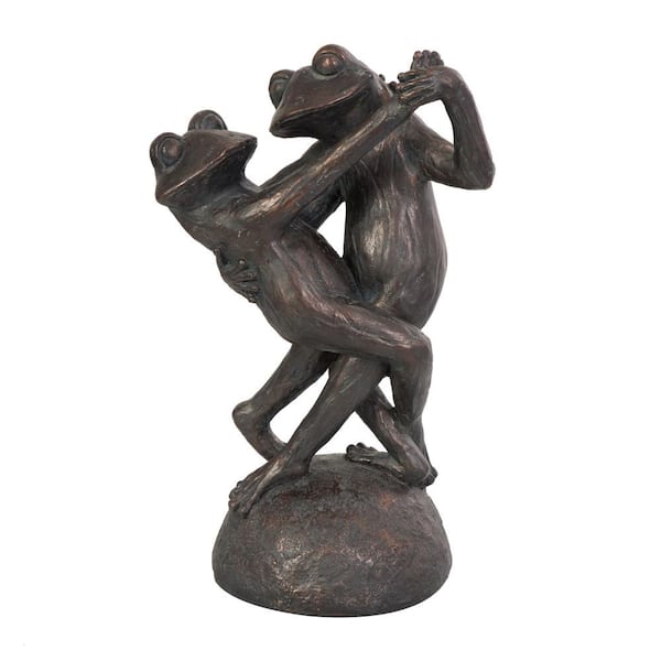 Litton Lane 7 in. x 17 in. Bronze Resin Patina Dancing Frog