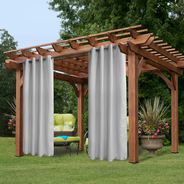 Pro Space Greyish White Grommets on Top and Bottom, Privacy Curtain Panel for Patio Porch Gazebo Cabana - 50 in. W x 84 in. L