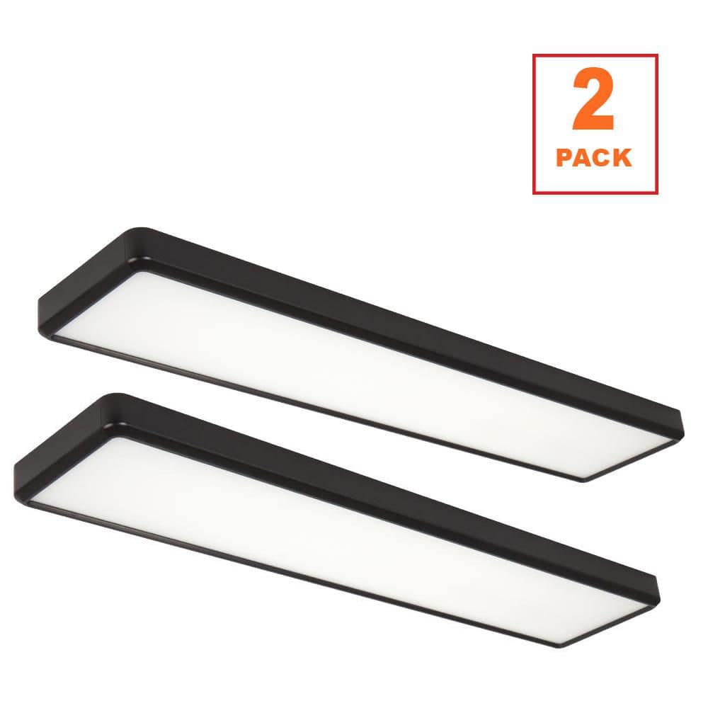 Curated visual reference: Dimmable Smart Panel Lighting Fixtures For Kitchen Reference: Commercial Electric 4 Ft X 10 In Matte Black Back
