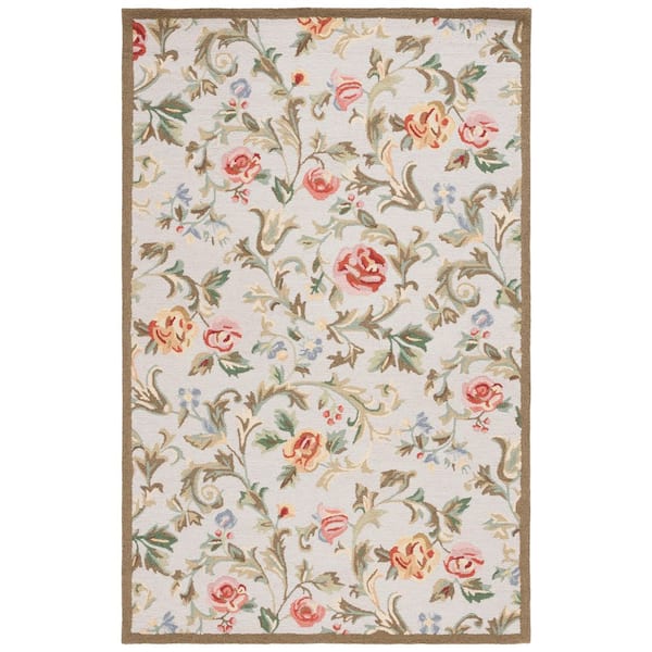 Chelsea 8 ft. x 10 ft. Ivory/Sage Border Floral Vines Area Rug