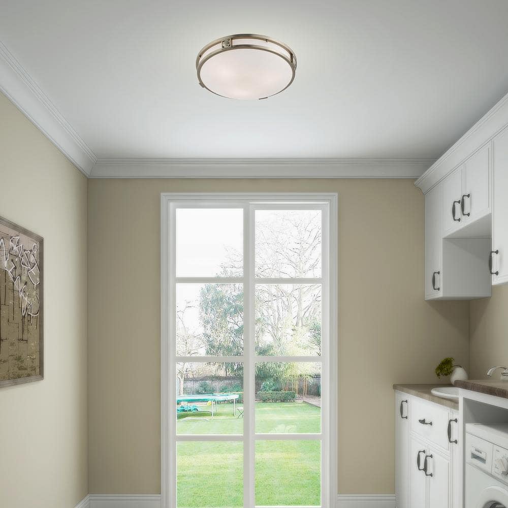 Titania Brushed Nickel 3-Light Flush Mount with Satin White Glass