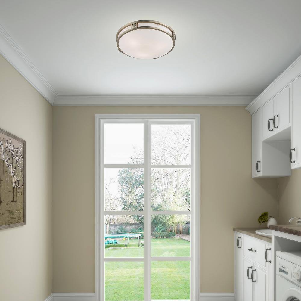 Titania Brushed Nickel 3-Light Flush Mount with Satin White Glass