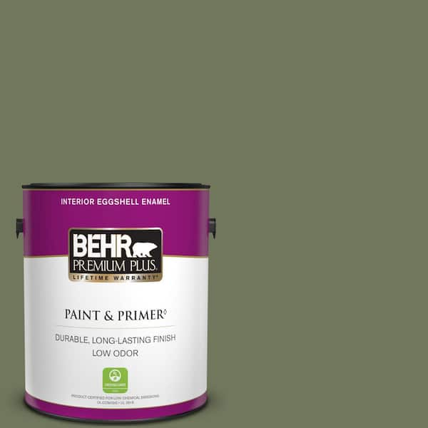 BEHR PREMIUM PLUS 1 gal. #420F-6 Egyptian Nile Eggshell Enamel Low Odor Interior Paint & Primer