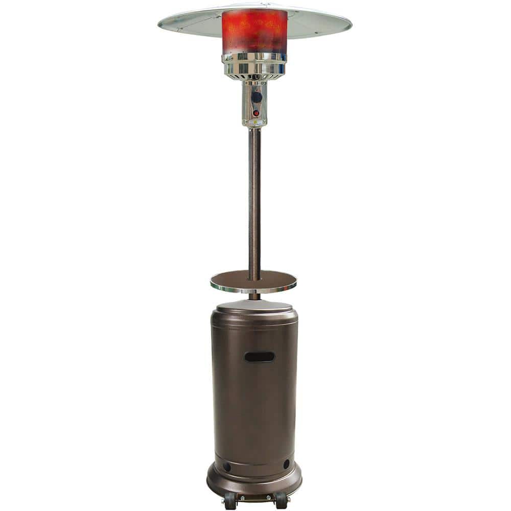 Hanover 48,000 BTU 26.6 sq. ft. Heat Radius Steel Propane Natural Gas Standing Patio Heater with Wheels for Outdoors