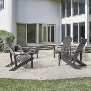 Charcoal Gray HIPS Plastic Weather Resistant Adirondack Chair for Outdoors (4-Pack)