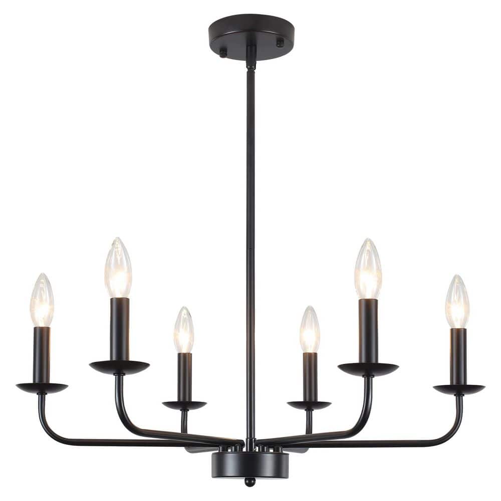 6-Light 24 in. Black Large Dimmable Classic / Traditional Candle Chandelier for Living Room with No Bulbs Included price history on PriceWatchPro