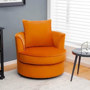 Modern Orange 360° Swivel Barrel Chair Accent Round Club Chair No Assembly Lint Chaise Lounge