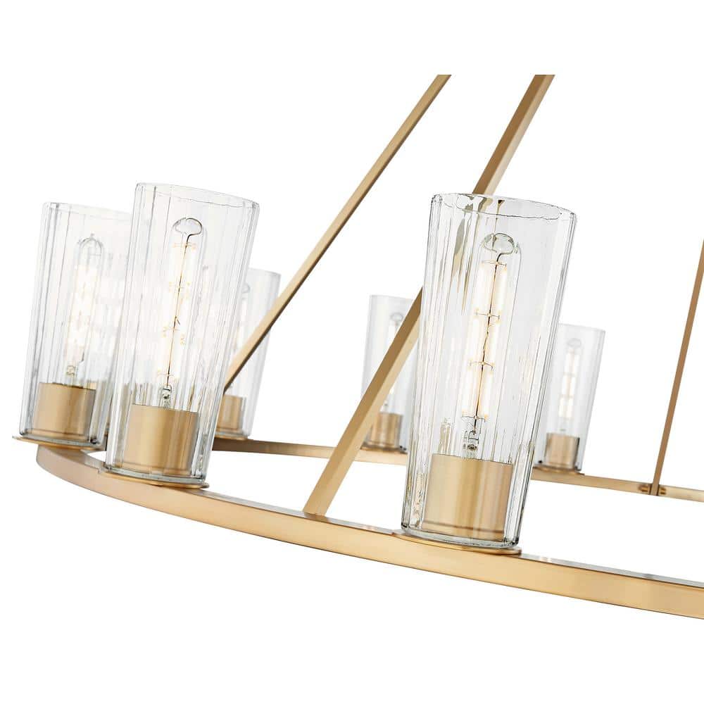 Modern Gold 15-Light Chandelier with Clear Glass Shades
