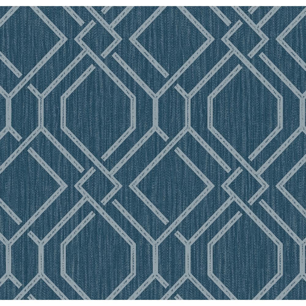 Frege Blue Trellis Vinyl Wallpaper Roll