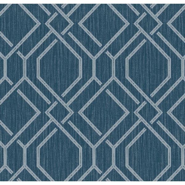 Advantage Frege Blue Trellis Vinyl Wallpaper Roll