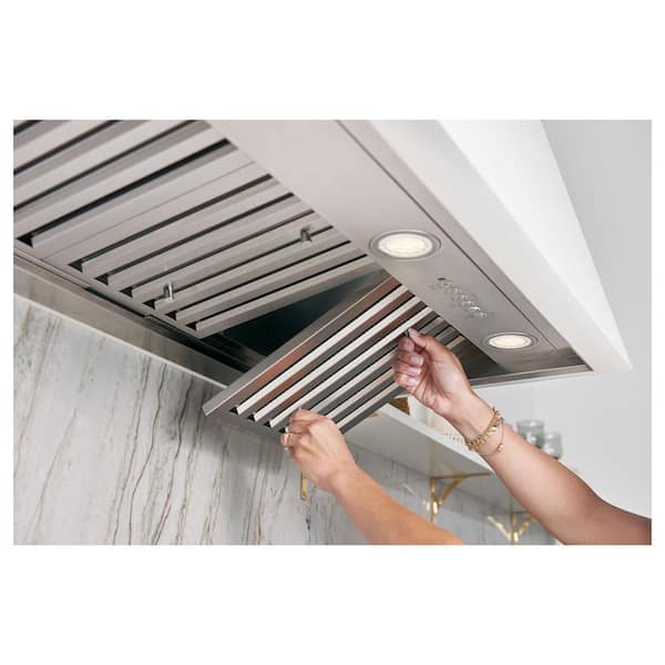 Range Hood Insert/Built-in 30-36 inch, 6'' Duct 3-Speeds 600 CFM Stainless Steel Vent Hood with LED Lights - 36Inch - Cool White